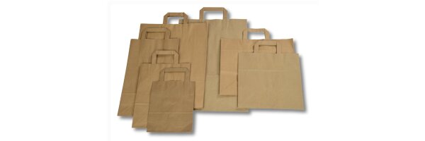 Papiertaschen - braun natur, weiss, schwarz oder farbig