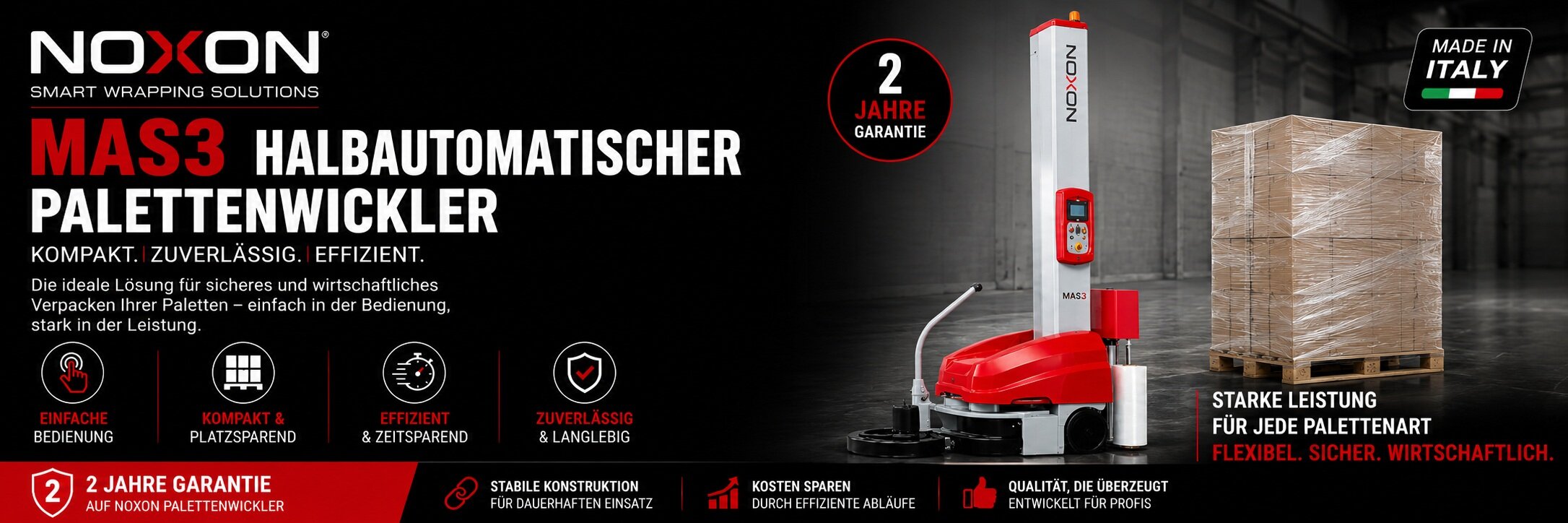 NOXON MAS3 halbautomatischer Palettenwickler für Stretchfolie