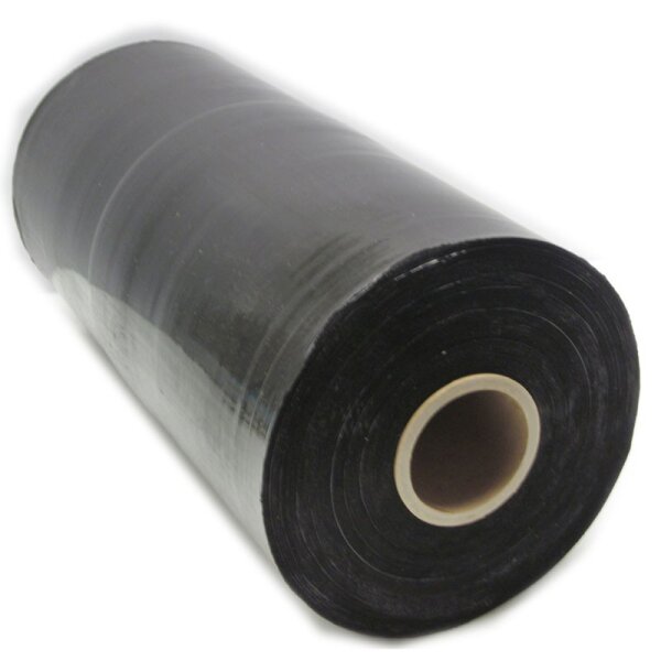 Maschinenstretchfolie 20my, schwarz opak (blickdicht) standard 150%, 500mm x 1800m, 16 kg/Rolle
