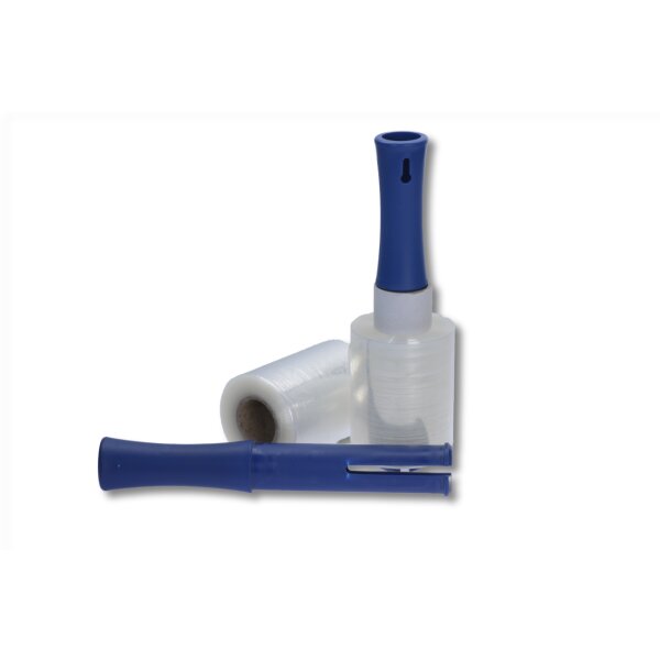 Bündelstretchfolie mit Bremskern, 100mm(140mm) x 150m, 35my, transparent, Standard 150% (30 RL pro Karton), inkl. 1 Abroller pro Karton