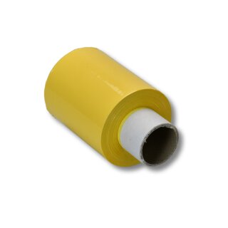 Bündelstretchfolie gelb opac (blickdicht) mit Bremskern 100mm (Kernlänge 140mm) 23 my