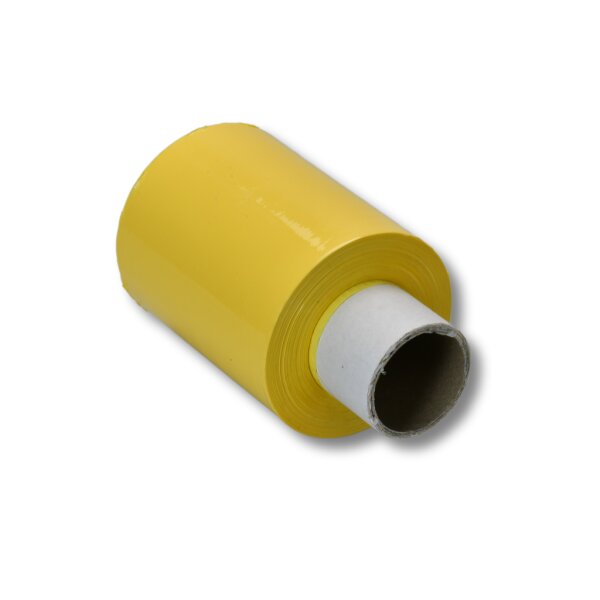 Bündelstretchfolie gelb opac (blickdicht) mit Bremskern 100mm (Kernlänge 140mm) 23 my, 150m