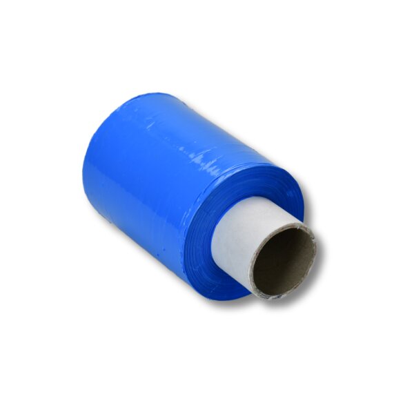 Bündelstretchfolie dunkelblau opac (blickdicht) mit Bremskern 100mm (Kernlänge 140mm) 23 my, 150m