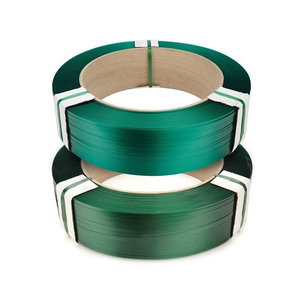 PET Umreifungsband grün 19,0 x 1,0 mm, Kern 406/150 mm, 1000 m Reisskraft 800 Kg