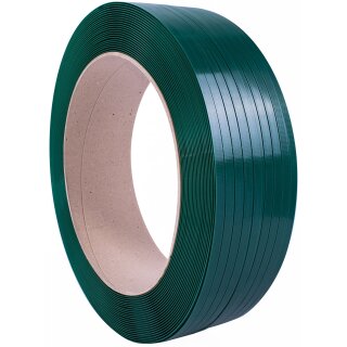 PET Umreifungsband grün 15,5 x 0,9 mm, Kern 406 mm, 1500 m Reisskraft 570 Kg