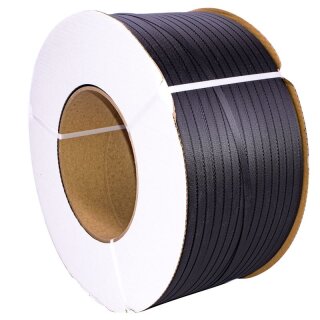PP Umreifungsband schwarz 12 x 0,63 mm, Kern 200 mm, 3000 m Reisskraft 156 Kg