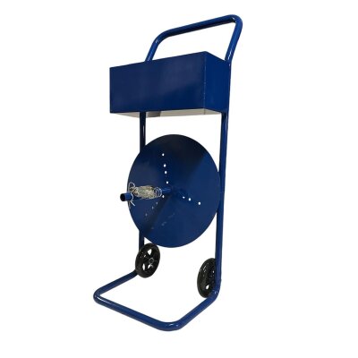 Universal Abrollwagen für Polyesterband (Textil-Kraftbänder, gewebt, Fadenstrukturband, Kompositband und PP-Umreifungsbänder), mit Seitenscheiben fahrbar, mit Geräteschale, Kerndurchmesser 76/150/200/280 mm