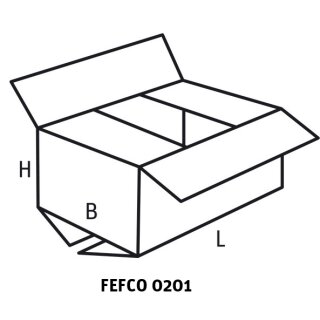 Faltschachtel FEFCO 0201, 1-welliger Wellpappe 1.20B, 440 x 235 x 130 mm
