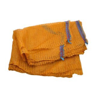 Raschelsäcke (Kartoffelsäcke, Obstsäcke, oder Brennholzsäcke),  mit Zugband, goldgelb, 25 kg / ca. 50 x 80 cm, 100 St./ Pack