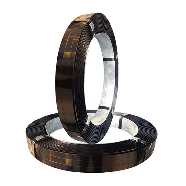 Stahlband 16,0 x 0,5 mm, schwarzlackiert & gewachst, Packenwicklung