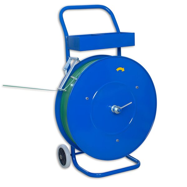 Bandabroller fahrbar, mit Geräteschale für PP- und PET-Band, Innenkern verstellbar auf 150, 200, 280 und 406 mm