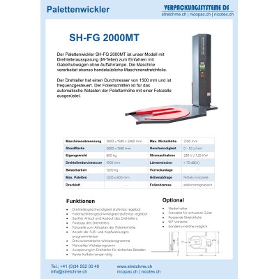 Verpackungsmaschine – SH-FG 2000MT mit Drehtelleraussparung (M-Teller), für Standard Stretchfolie 150 %