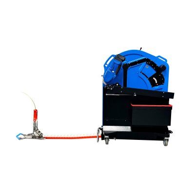 Ergonomische Halbautomatische Umreifungsmaschine, bis 2.80 m Höhe, für PP-/ und PET-Bänder, 406 mm/150 mm Rollenkern Durchmesser