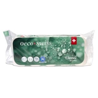 oeco swiss classic Toilettenpapier, 3-lagig 100% Recycling, weiss, 250 Blatt.
