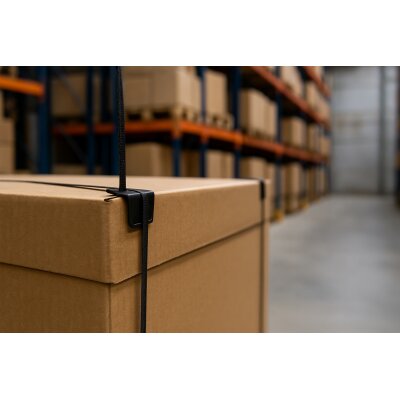 Kantenschutzecken Kunststoff ohne Dorn "Small" (16-19 mm), Schwarz – Mit Bandführung, 1.000 Stück / Karton