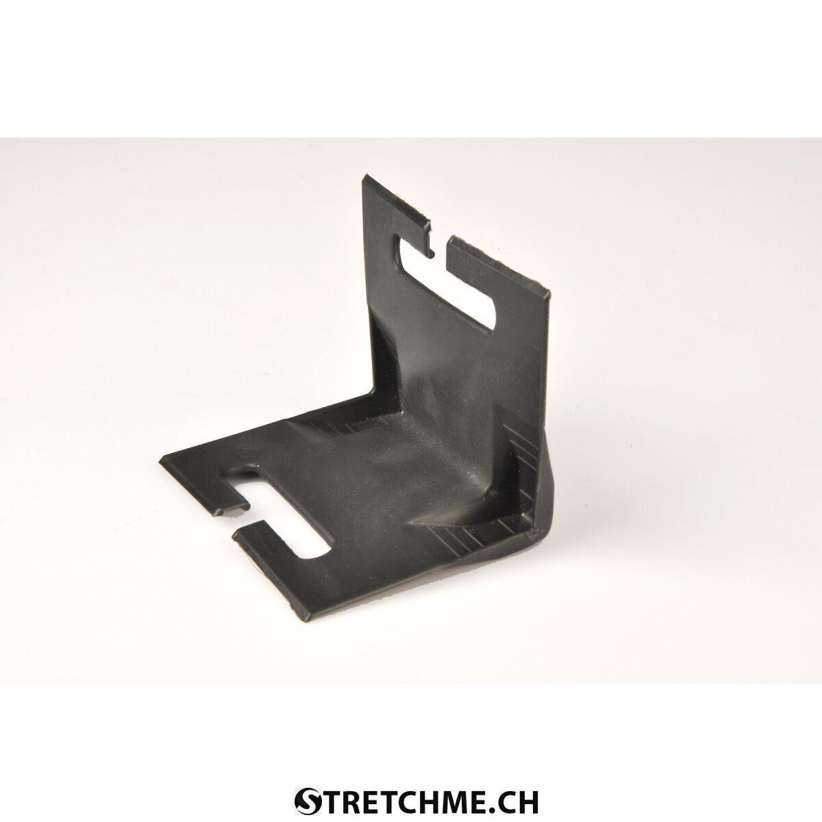 Kantenschutzecken Kunststoff "Small" (40–50-60 mm), Schwarz – mit seitlicher Schlitz-Bandführung, 300 Stück / Karton