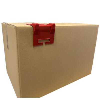 Kantenschutzecken Kunststoff "Small" (40–50-60 mm), Rot – mit seitlicher Schlitz-Bandführung, 300 Stück / Karton