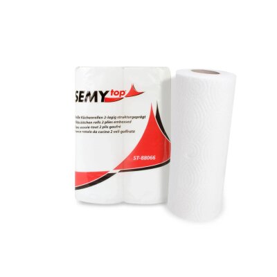 SemyTop Küchenrolle/Haushaltpapier 2-lagig, 50 Blatt, Zellstoff weiss, 24 x 2 Rollen