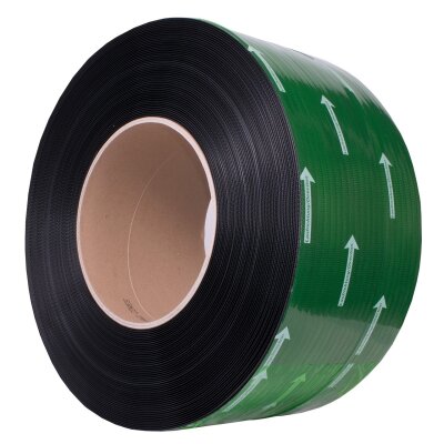 PP Umreifungsband schwarz gewaffelt 12 x 0,55 mm, Kern...